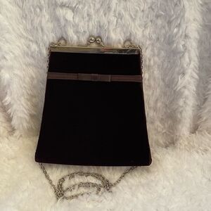 Kenneth Cole Reaction vintage brown velour crossbody bag & silver tone accents